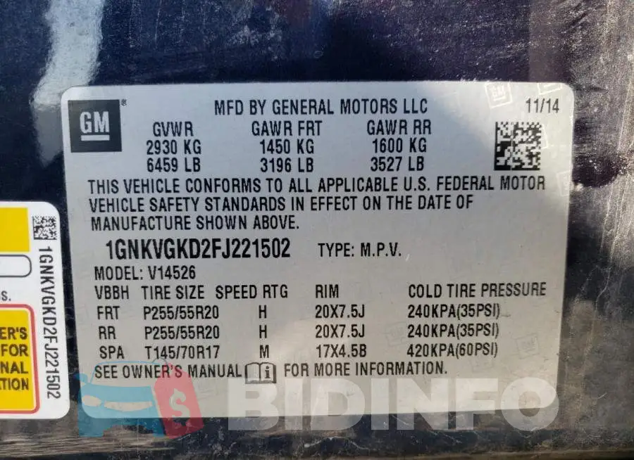 1GNKVGKD2FJ221502 Photo# 12