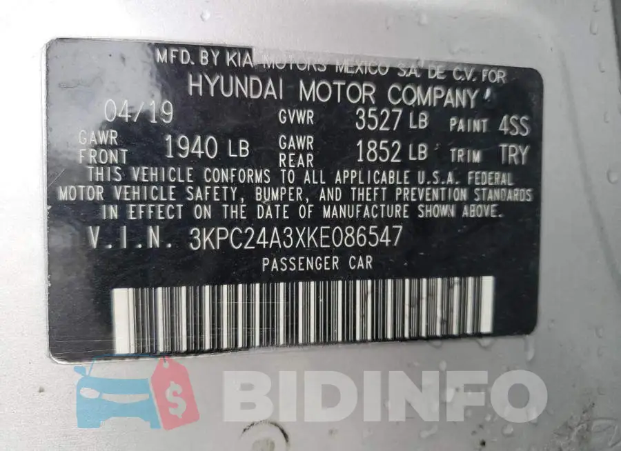 3KPC24A3XKE086547 Photo# 12