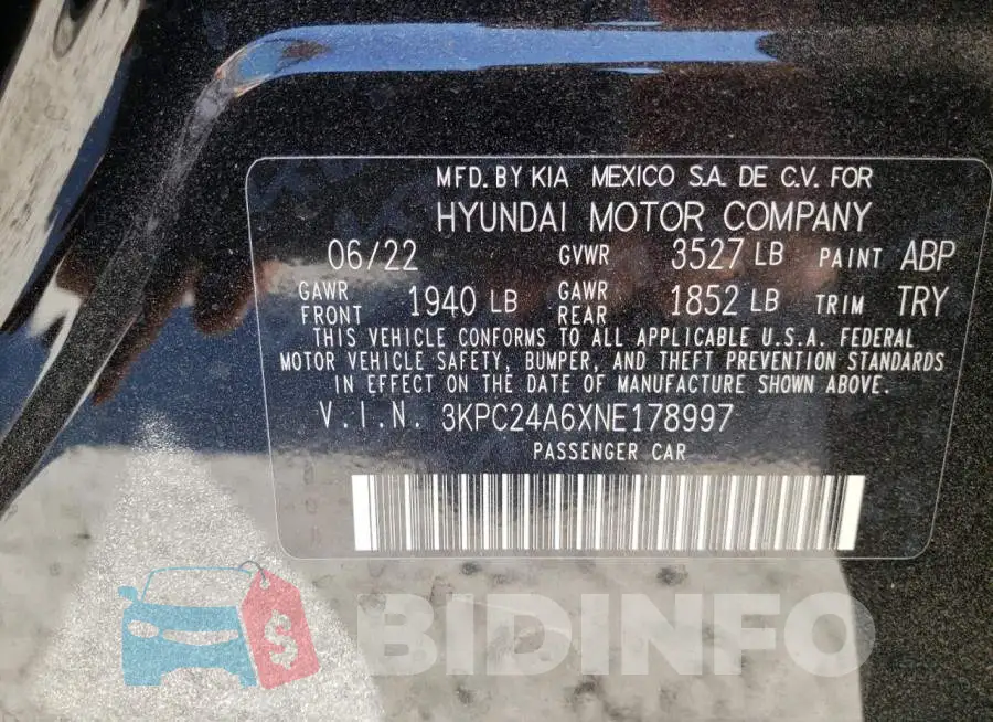 3KPC24A6XNE178997 Photo# 12