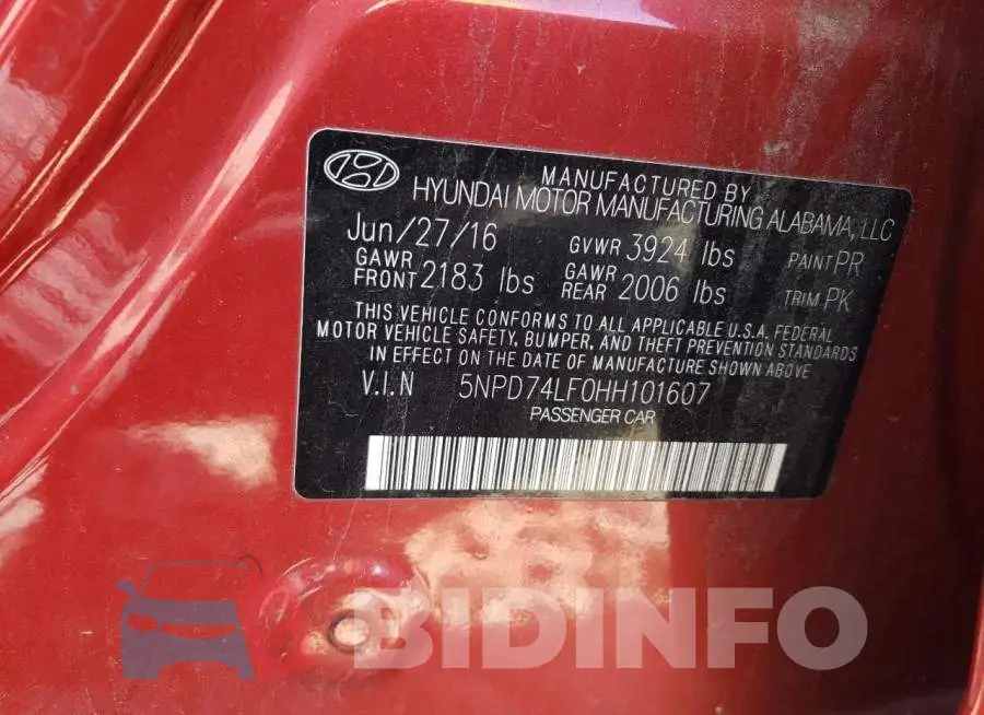 5NPD74LF0HH101607 Photo# 13