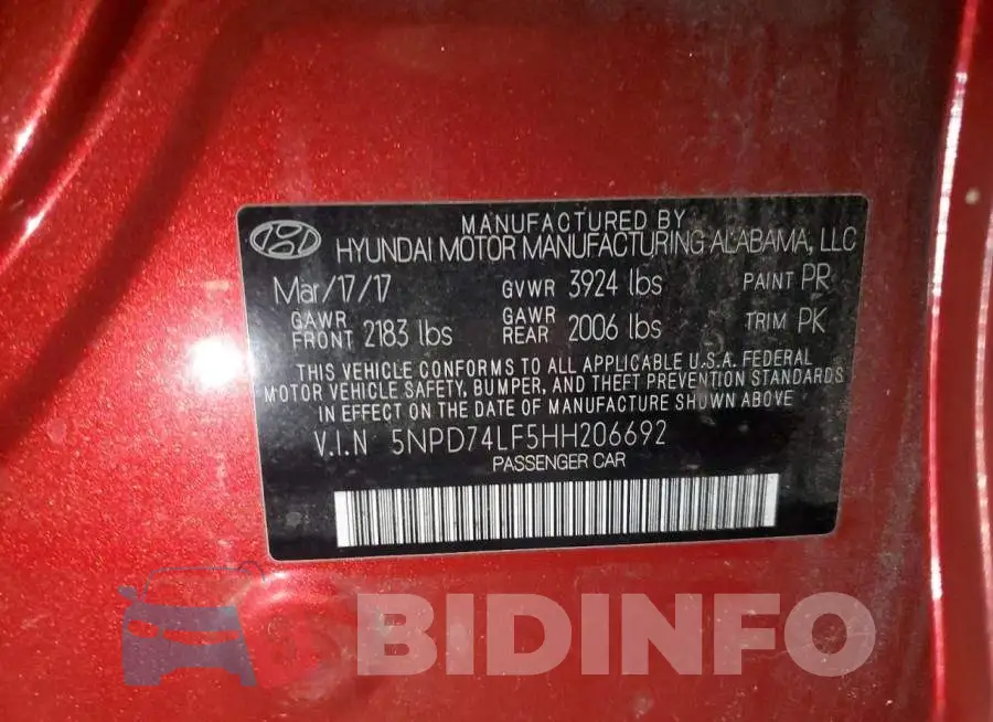 5NPD74LF5HH206692 Photo# 12