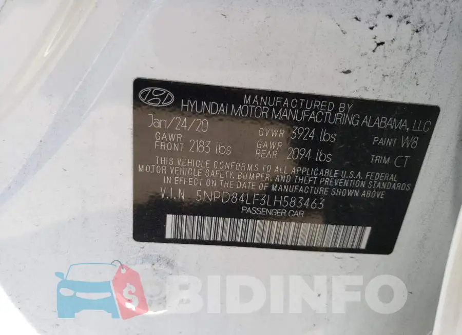 5NPD84LF3LH583463 Photo# 12