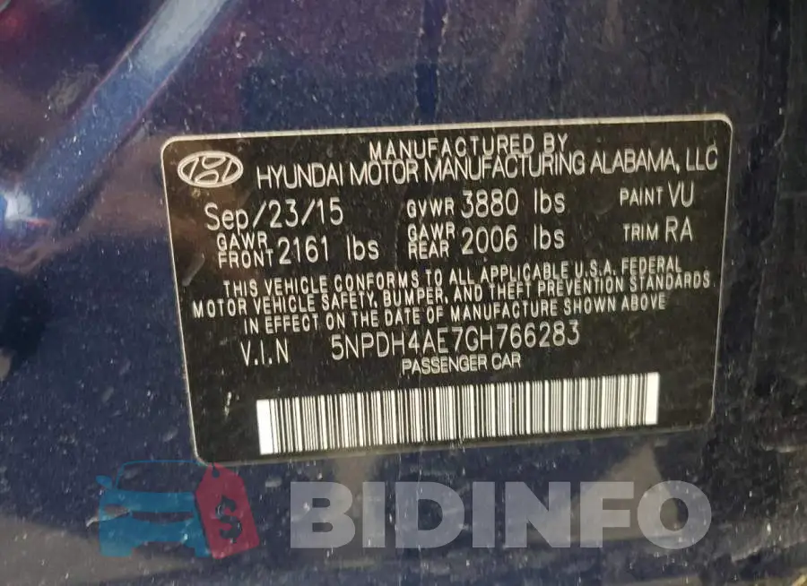 5NPDH4AE7GH766283 Photo# 12