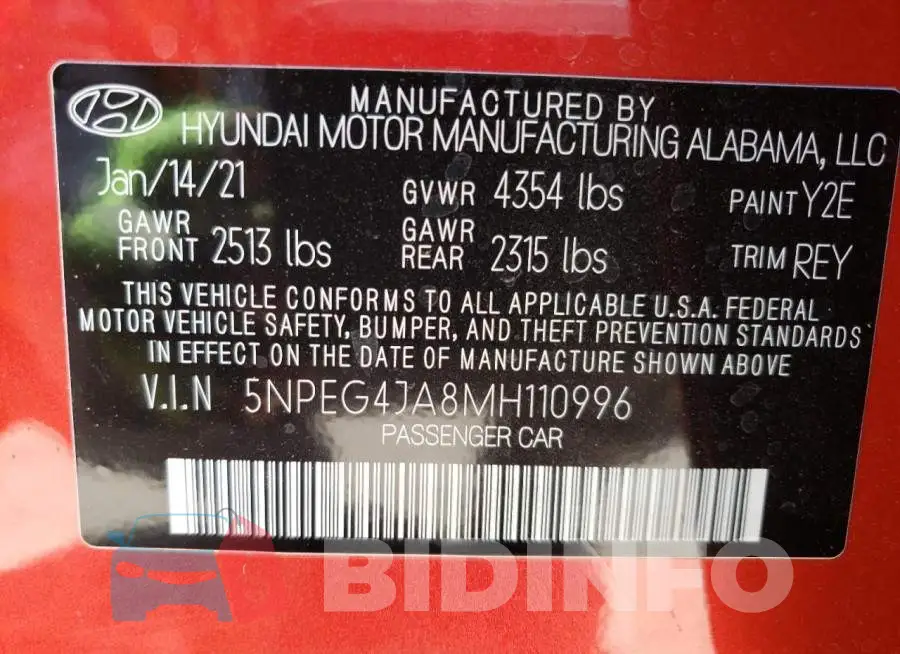 5NPEG4JA8MH110996 Photo# 12