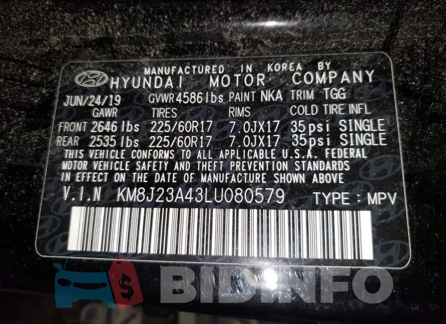 KM8J23A43LU080579 Photo# 13