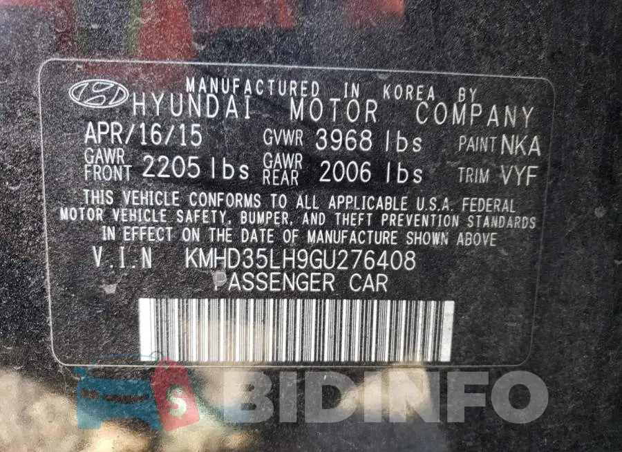 KMHD35LH9GU276408 Photo# 12