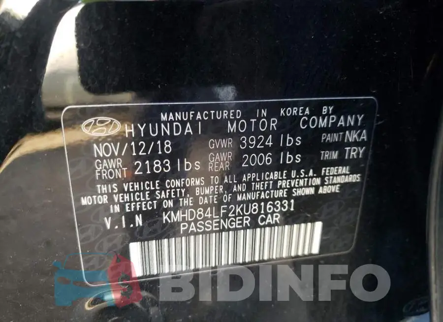 KMHD84LF2KU816331 Photo# 12