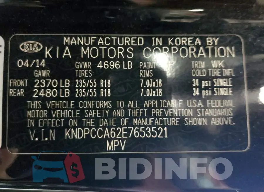 KNDPCCA62E7653521 Photo# 13
