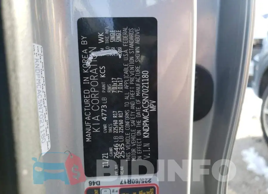 KNDPMCAC5N7021180 Photo# 13