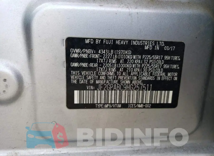 JF2GPABC9HG257511 Photo# 12