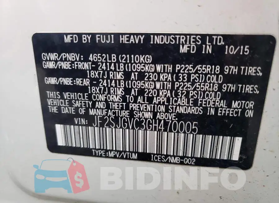 JF2SJGVC3GH470005 Photo# 12