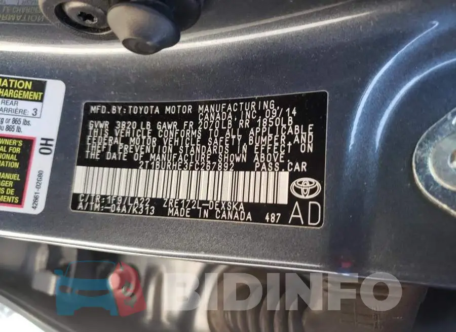 2T1BURHE3FC267892 Photo# 12