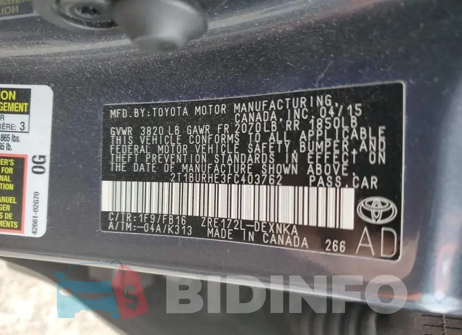 2T1BURHE3FC403762 Photo# 12