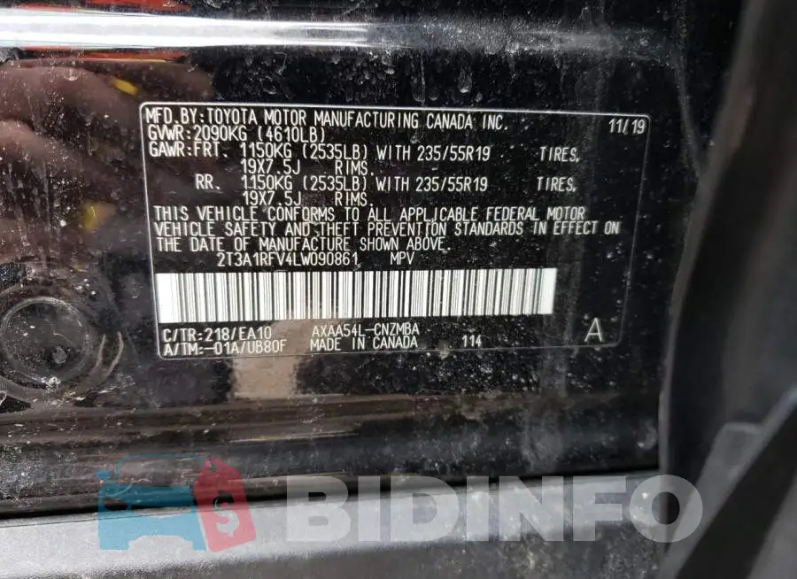 2T3A1RFV4LW090861 Photo# 13