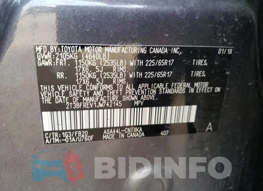 2T3BFREV1JW742145 Photo# 12