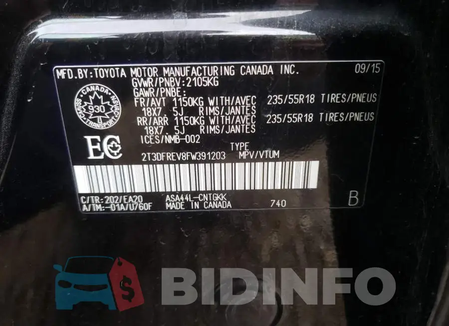 2T3DFREV8FW391203 Photo# 13