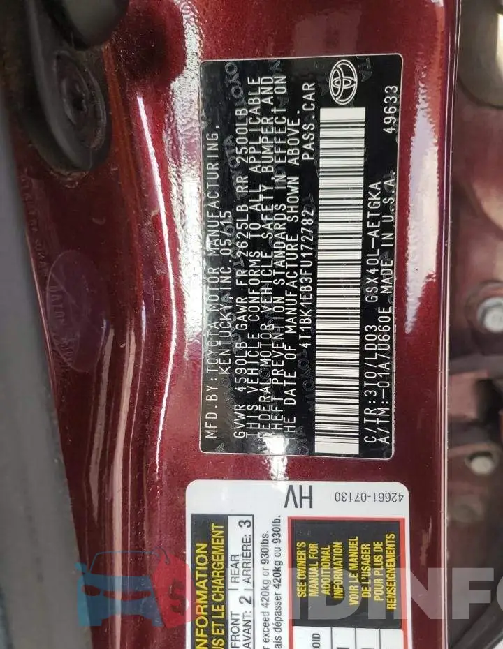 4T1BK1EB3FU172782 Photo# 12