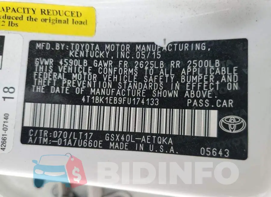 4T1BK1EB9FU174133 Photo# 12