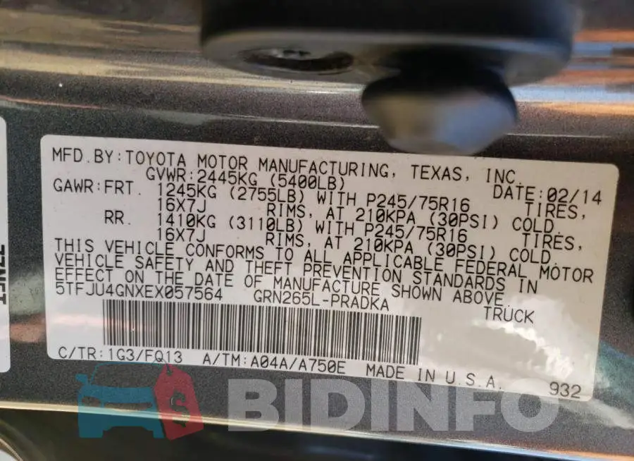 5TFJU4GNXEX057564 Photo# 12