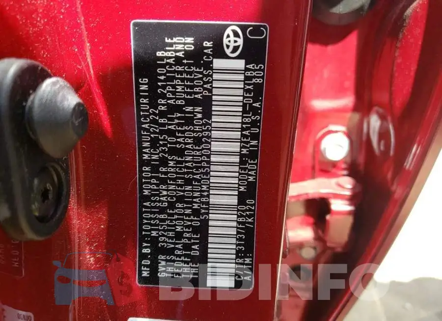 5YFB4MDE5PP002952 Photo# 12