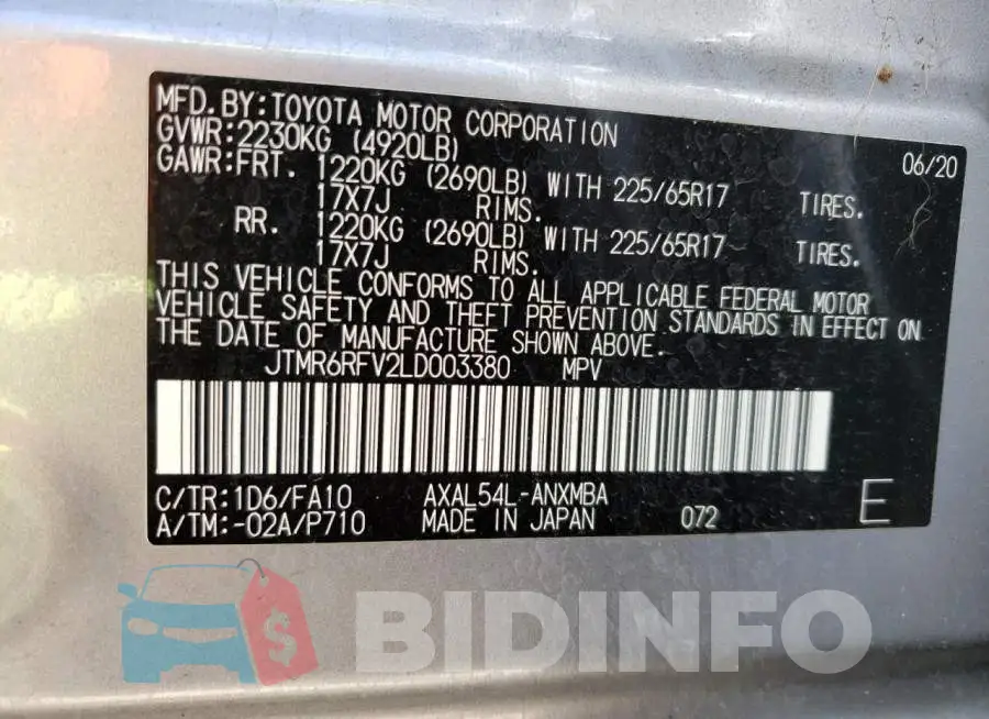 JTMR6RFV2LD003380 Photo# 13