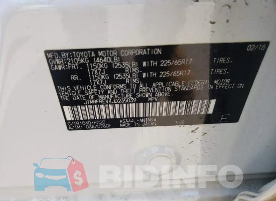 JTMRFREV4JD235039 Photo# 10
