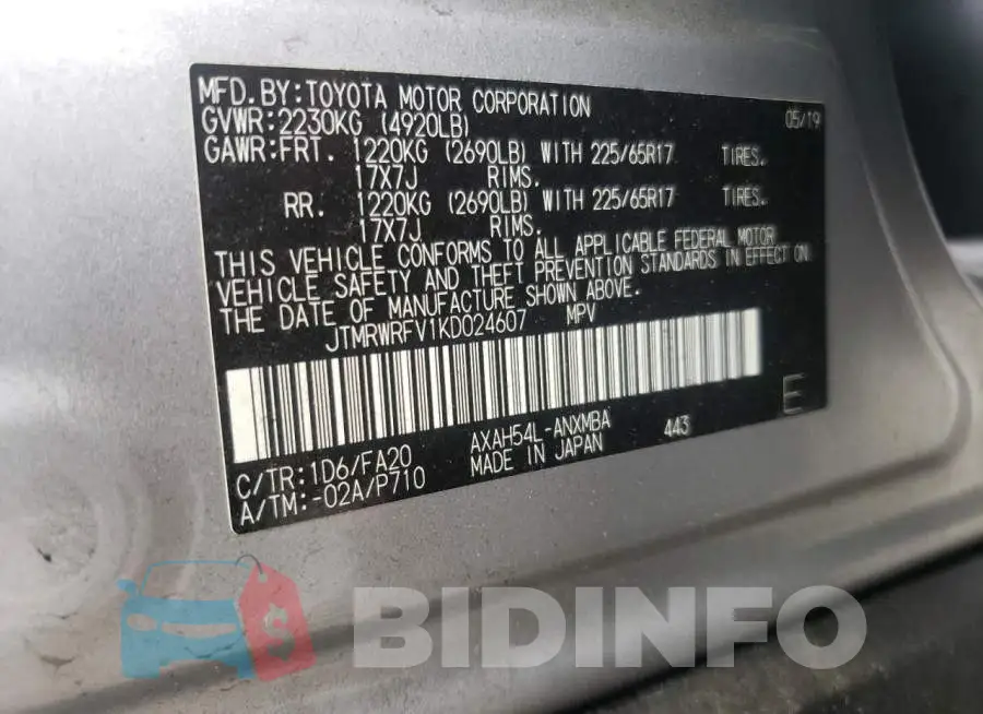 JTMRWRFV1KD024607 Photo# 13