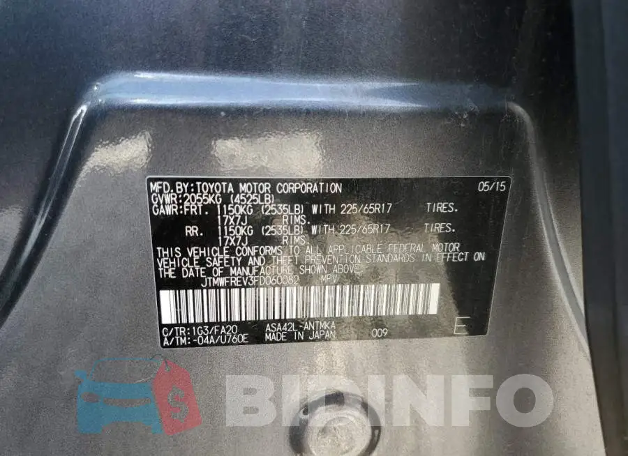 JTMWFREV3FD060082 Photo# 13