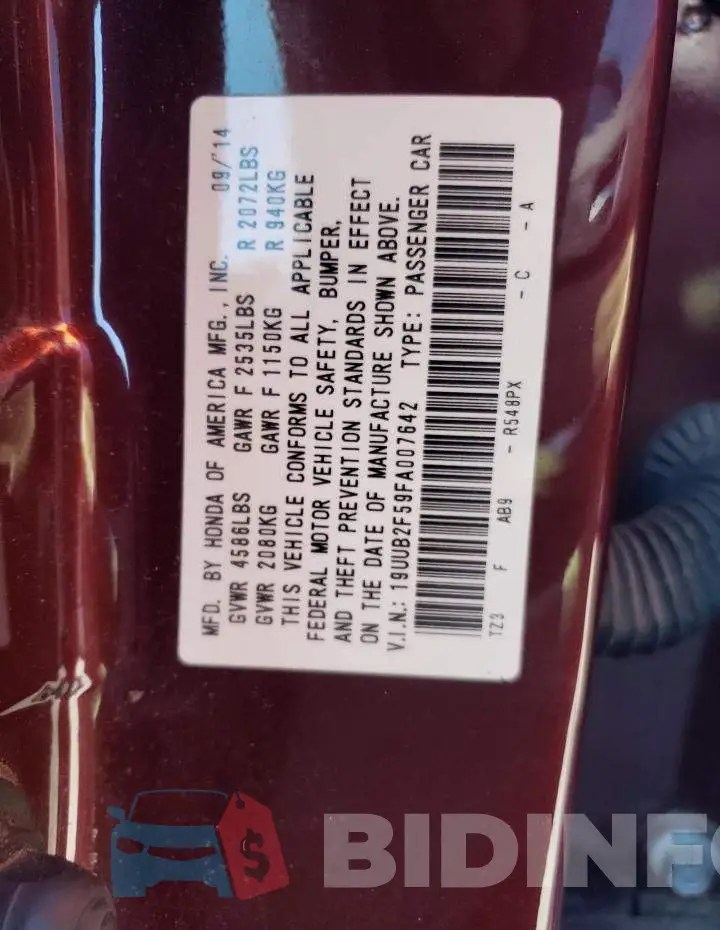 19UUB2F59FA007642 Photo# 12