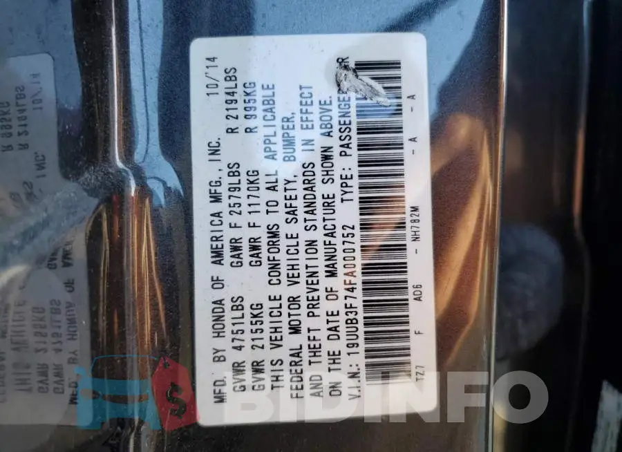 19UUB3F74FA000752 Photo# 12