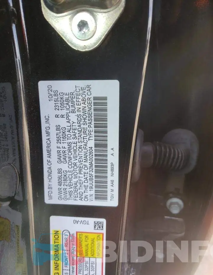 19UUB5F32MA002604 Photo# 13