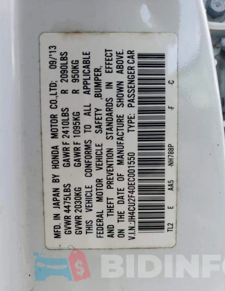 JH4CU2F40EC001550 Photo# 13