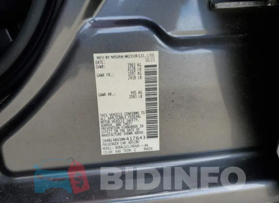 1N4BL4BV1MN417643 Photo# 10