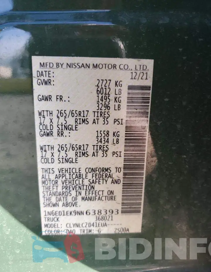 1N6ED1EK9NN638393 Photo# 12