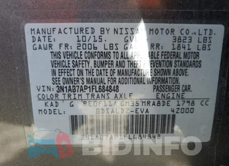 3N1AB7AP1FL684848 Photo# 13