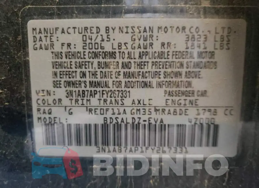 3N1AB7AP1FY267331 Photo# 12