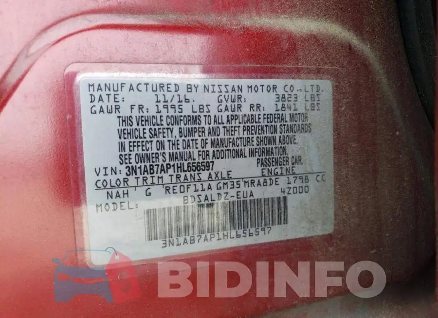 3N1AB7AP1HL656597 Photo# 13