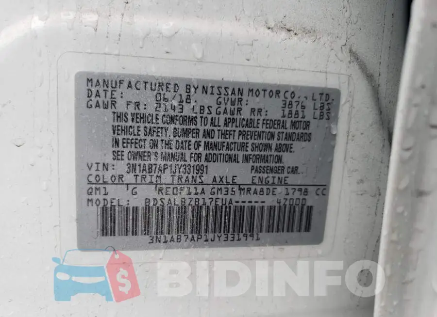 3N1AB7AP1JY331991 Photo# 12