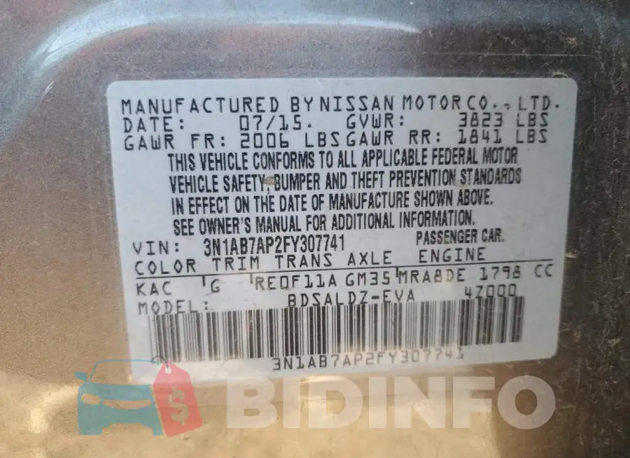 3N1AB7AP2FY307741 Photo# 12