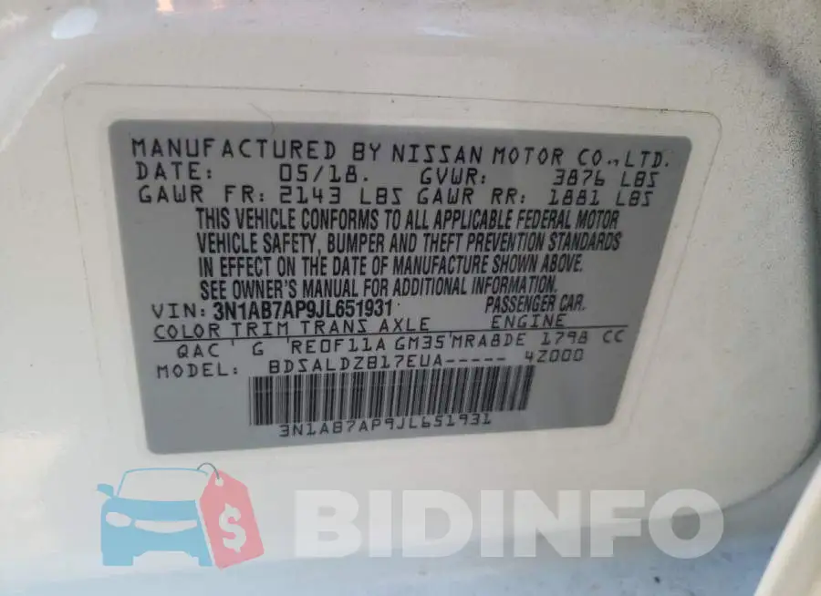 3N1AB7AP9JL651931 Photo# 10