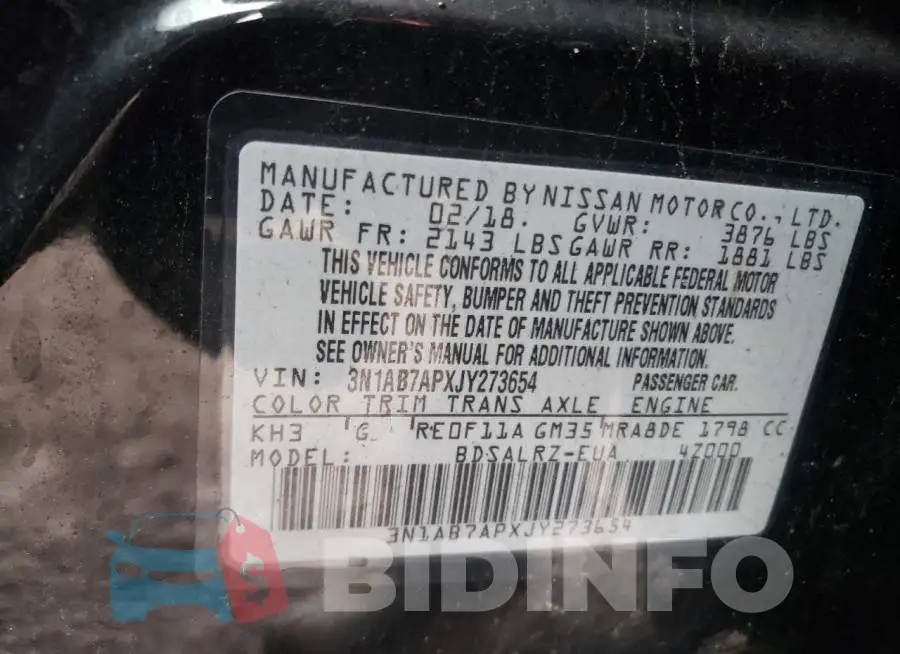 3N1AB7APXJY273654 Photo# 13