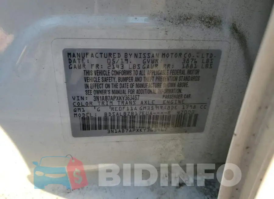 3N1AB7APXKY363467 Photo# 12