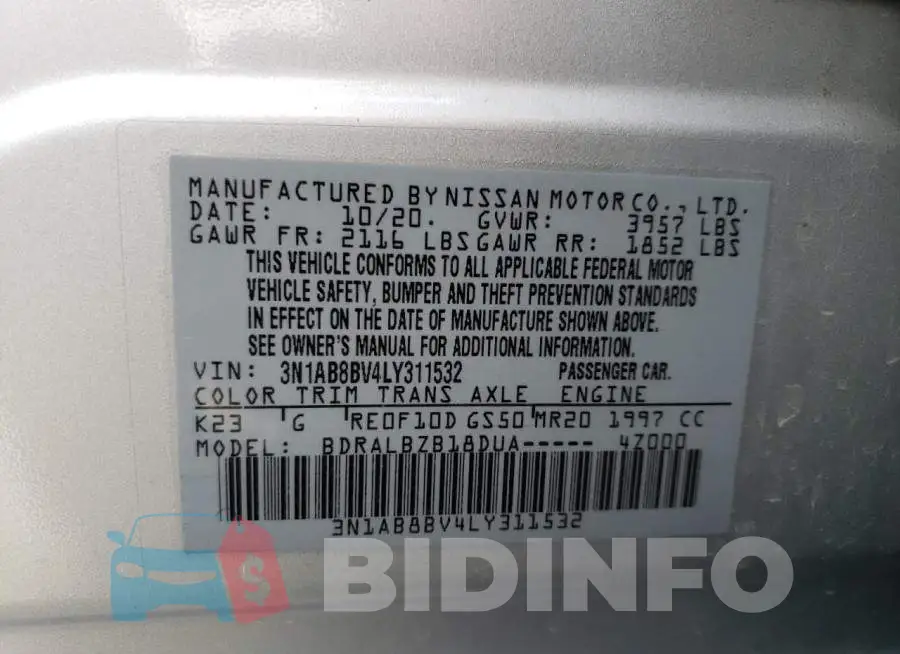 3N1AB8BV4LY311532 Photo# 12