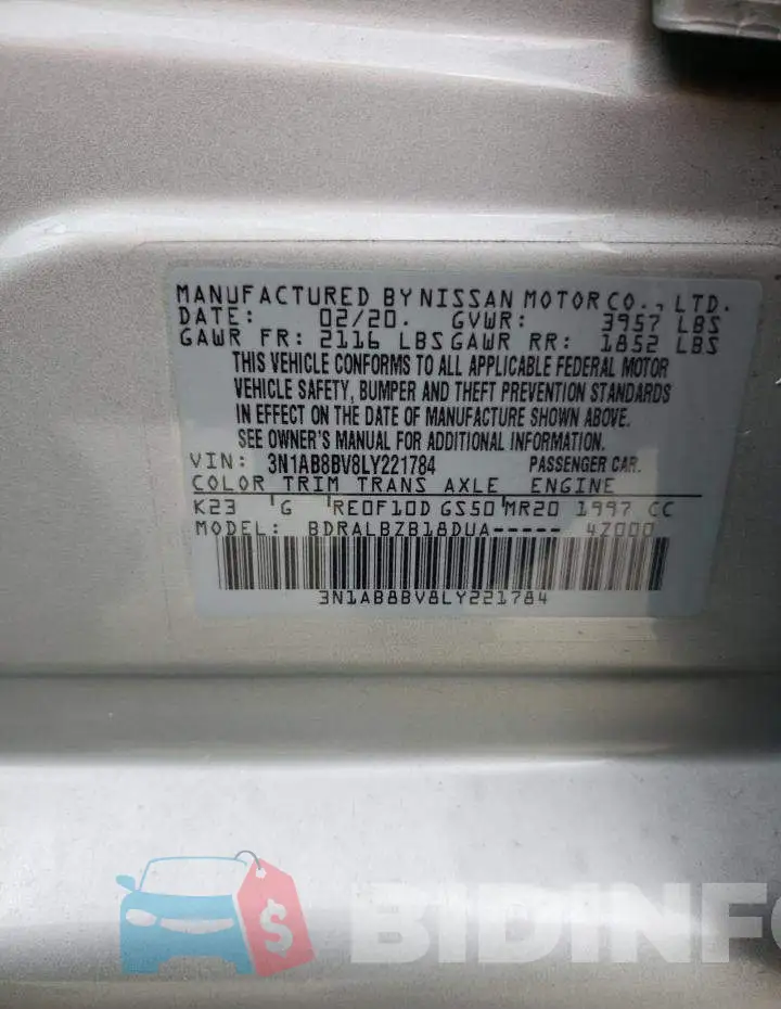 3N1AB8BV8LY221784 Photo# 12