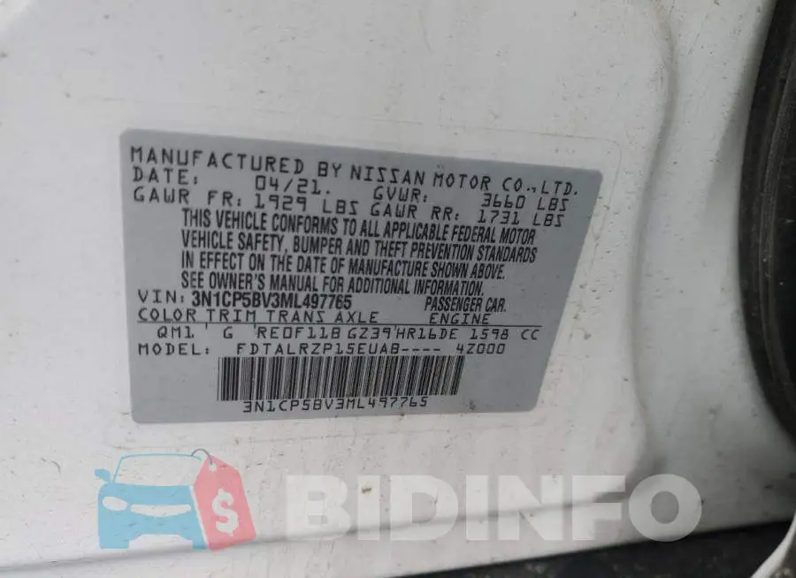 3N1CP5BV3ML497765 Photo# 12