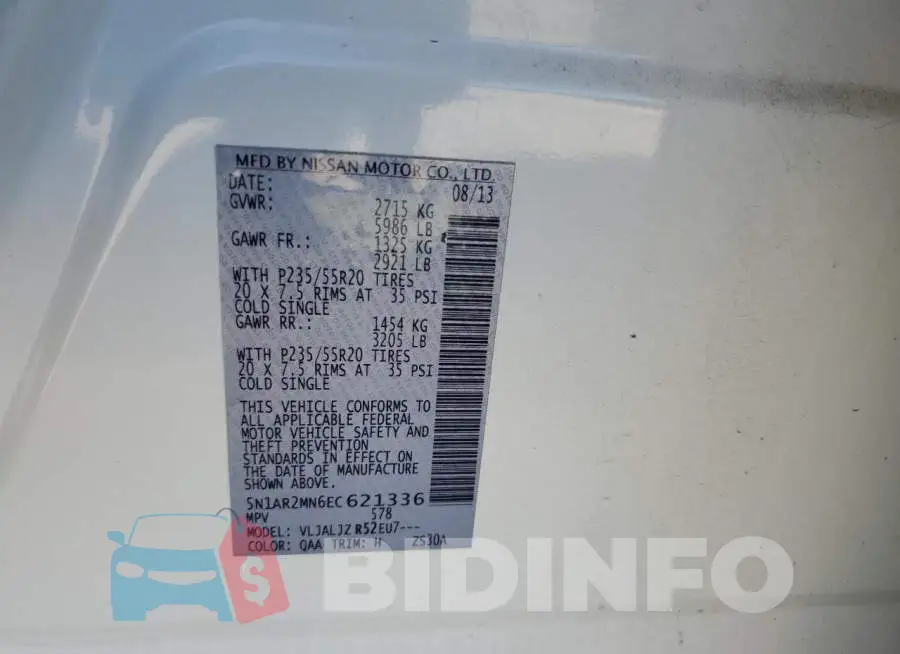 5N1AR2MN6EC621336 Photo# 14