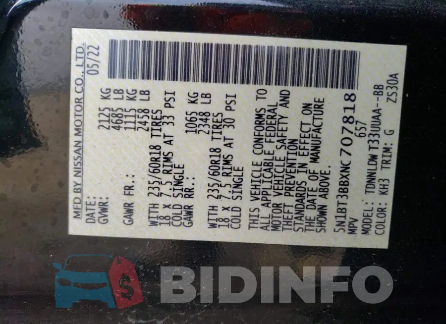5N1BT3BBXNC707818 Photo# 14