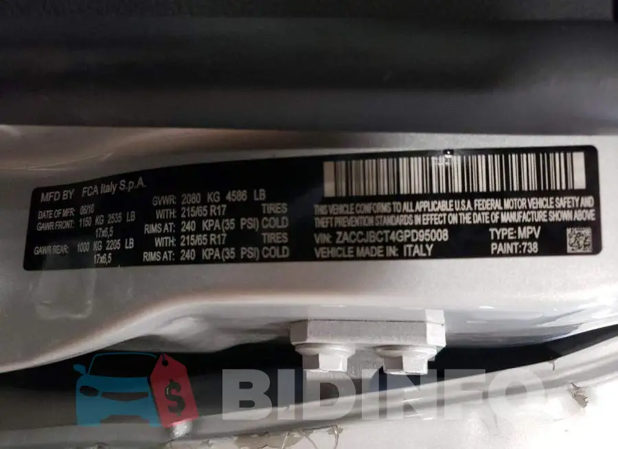 ZACCJBCT4GPD95008 Photo# 13