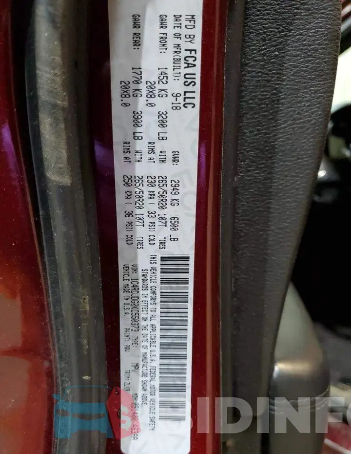 1C4RDJDG0KC550373 Photo# 13