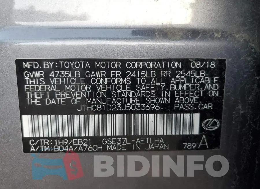 JTHC81D23J5033696 Photo# 12
